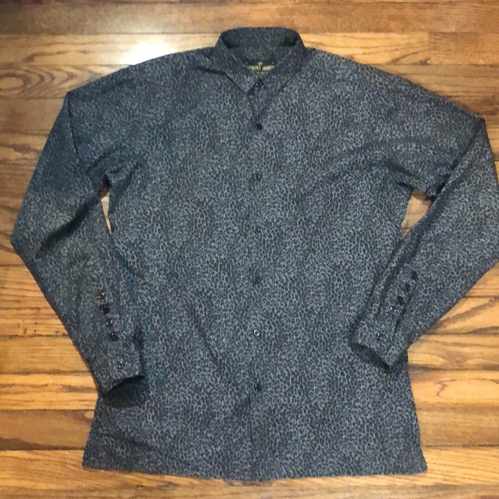 By Robert James Mod Animal Print  Shirt